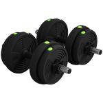 Kit de Halteres 15 kg 2 em 1 com Barra de Pesos Pega Antiderrapante para Treino de Força Preto Verde