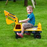 Escavadora Infantil sem Pedais para Crianças de 2 - 3 anos Carro Andador com Pá Pinça de Agarrar Luzes Música e Armazenamento Oculto 90x28x58cm Amarelo