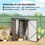 Abrigo de Jardim de Aço Galvanizado com Porta Fechadura e Teto Inclinado 0,92 m² 100x103x160 cm Marrom