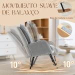 Poltrona Baloiço Estofada em Chenilla com Pés de Madeira de Faia e Apoio para os Braços para Lactância 71x98,5x97 cm Cinzento claro