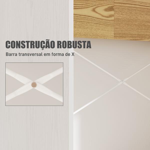 Secretária 110x50x102,6 cm Mesa de Escritório com 2 Compartimentos Abertos e Prateleira Branco e Madeira