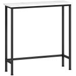 Mesa Consola Moderna Consola Estreita com Superfície com Efeito Mármore e Estrutura de Metal 75x24x76 cm Branco e Preto