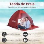 Tenda Pop - up Instantâneo e Portátil com Janelas Protetoras para Piquenique Praia e Camping com Proteção UV vermelho