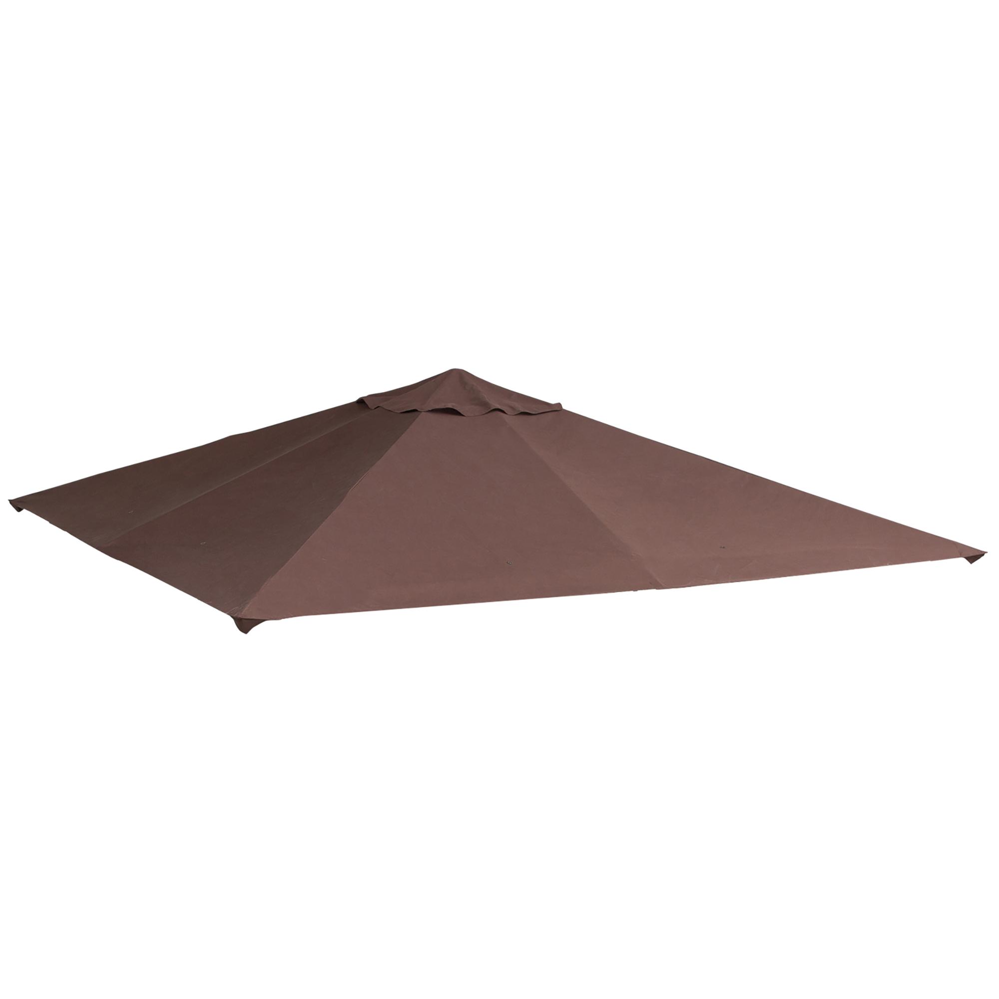 Toldo de substituição de 3 x 3 m para barraca de jardim gazebo ao ar livre com 8 orifícios de drenagem e ventilação marrom