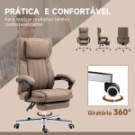 Cadeira de Escritório com 6 Pontos de Massagem com Vibração Reclinável com Altura Ajustável 65x61x101 - 113 cm Marrom