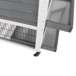 Coelheira de Madeira Interior com Rodas Gaiola para Coelhos Animais Pequenos de 2 Pisos com Zona Aberta Rampa e 2 Bandejas Removíveis 110x50x86cm Cinza