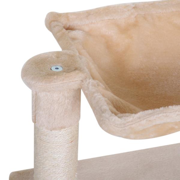 Árvore Arranhador para Gatos Torre para Gatos 50x36x70 cm com Rede Plataforma Poste de Sisal e Bola Suspensa Bege