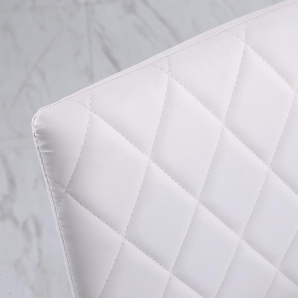 Conjunto de 4 Cadeiras de Sala de Jantar, Cadeiras Modernas para Cozinha, Encosto Alto com Costuras Decorativas em Forma de Diamante, Estofadas em Pele Sintética, Pernas de Aço, Suportam até 120 kg, Branco