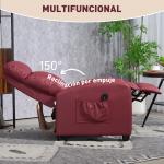 Poltrona de Massagem Reclinável com 2 Zonas de Massagem 8 Programas e 5 Níveis de Intensidade 68x88x98 cm Borgonha