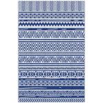 Tapete de Exterior 182x274 cm Tapete Reversível Estilo Moderno para Varanda Pátio Campismo Praia Azul Escuro e Branco