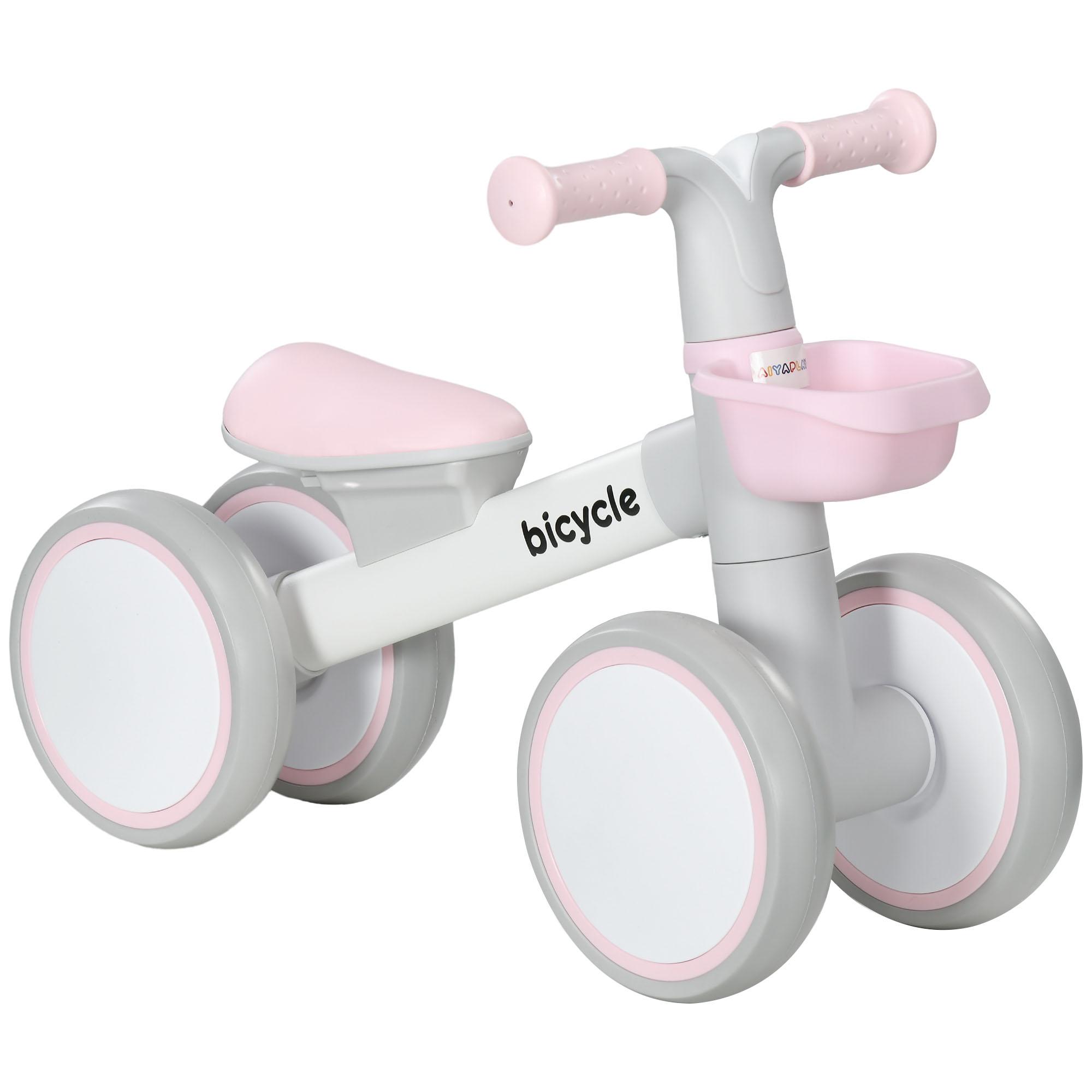 Bicicleta sem Pedais para Crianças de 12 - 36 Meses Bicicleta de Equilíbrio com Assento Ajustável 56x27x39 cm Rosa