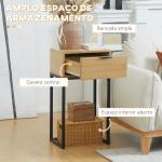 Mesa Consola com Gaveta Consola Moderna Mesa de Entrada com Pés de Aço 40x30x76 cm Madeira e Preto