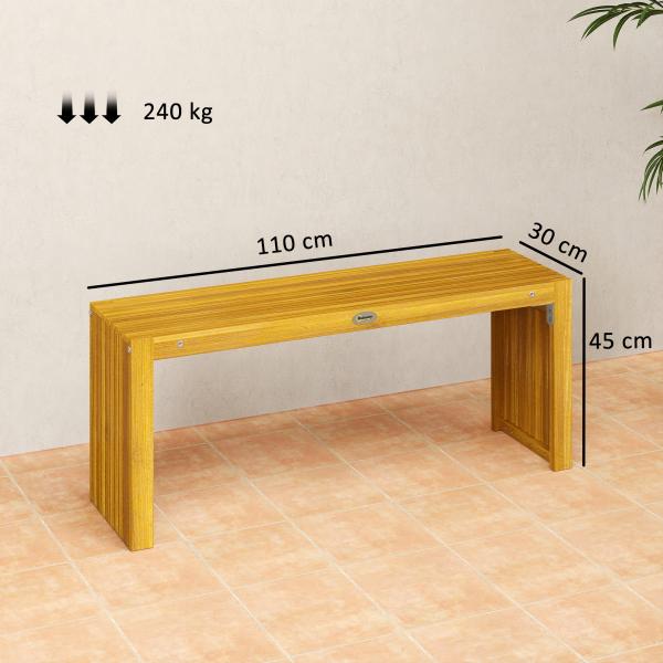 Banco de Jardim em Madeira de 2 Lugares 110 cm com Assento de Ripas Suporta 240 kg Madeira