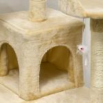 Arranhador para Gatos Centro de Atividade com Poste Cor: Bege - 60 x 50 x 180 cm