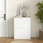 Sapateira Estreita com 2 Portas Sapateira para Entrada com Prateleiras Ajustáveis para 12 Pares de Sapatos 60x24x80 cm Branco