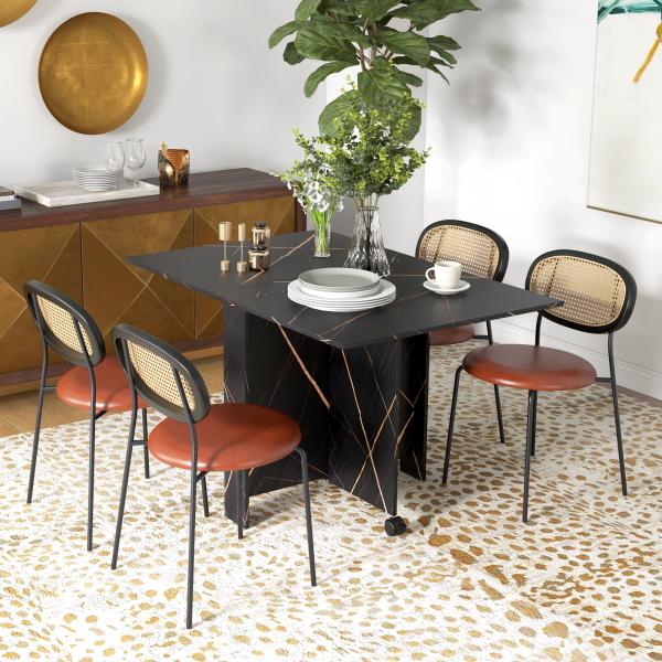 Mesa de Sala de Jantar Dobrável com Rodas Mesa Multifuncional para Sala de Jantar 120x80x73 cm Preto