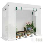 Estufa de Jardim Pequena Estufa de Exterior com Janelas e Estrutura de Aço Estufa de Cultivo 200x76x168 cm Branco
