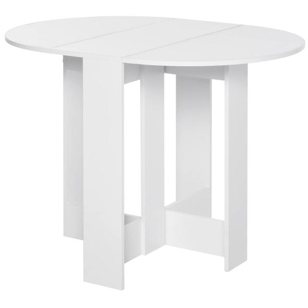 Mesa de Sala de Jantar Dobrável com 2 Laterais Mesa Auxiliar de Madeira para Cozinha Sala de Estar 104x76x73,7 cm Branca