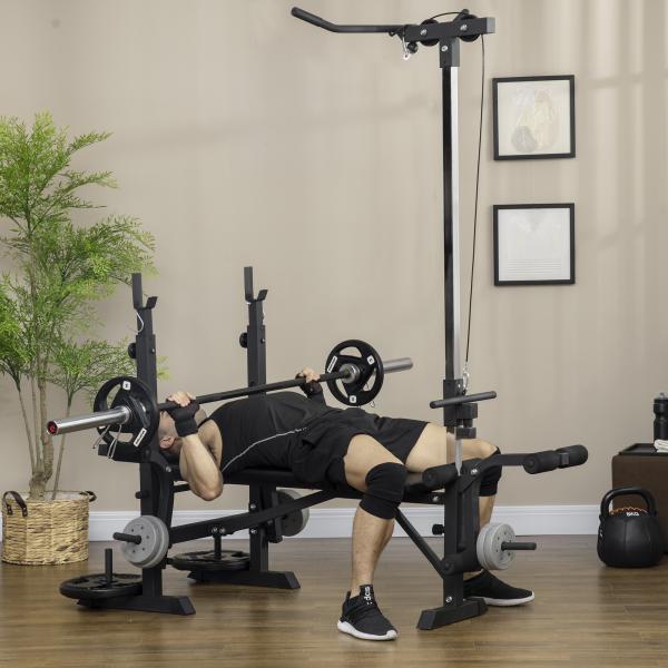 Banco de Pesos Multi Funcional Banco de Musculação Ajustável em 6 Posições 180x134x200cm Prata e Preto