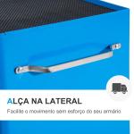 Carrinho de Ferramentas para Oficina com Rodas e 5 Gavetas Fechadura e Alça Lateral 61,5x33x85 cm Azul