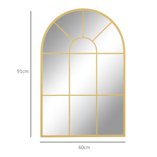 Espelho Decorativo de Parede 60x91 cm Espelho em Forma de Arco de Metal Estilo Moderno Dourado
