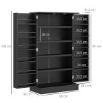 Armário de Cozinha com 2 Portas e 16 Prateleiras Armário de Cozinha Moderno com Prateleiras Ajustáveis 60x30x104 cm Preto