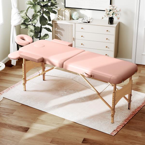 Marquesa de Massagem Dobrável Marquesa com Altura Ajustável Desenho Ergonómico 185x60x64 - 88 cm Rosa