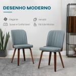 Conjunto de 2 Cadeiras de Sala de Jantar Modernas com Assentos Estofados em PU e Pés de Madeira 47,5x55x85cm Cinza e Madeira