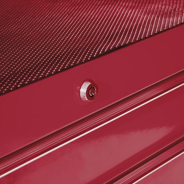 Carrinho de Ferramentas para Oficina com Rodas e 5 Gavetas Fechadura e Alça Lateral 61,5x33x85 cm Vermelho