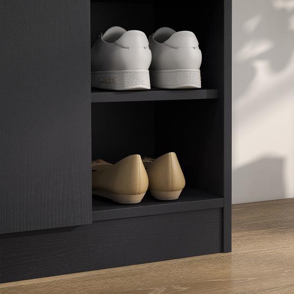Sapateira com 2 Portas Prateleiras Interiores e 4 Prateleiras Exteriores com Altura Ajustável 83x30x90 cm Preto