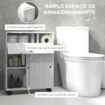 Armário Auxiliar Casa de Banho com 4 Rodas 2 Compartimentos para Papel Higiénico Armário e Prateleiras Ajustáveis 52x17x67 cm Branco