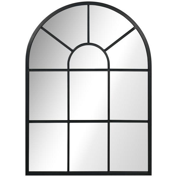 Espelho Decorativo de Parede 50x70cm Espelho de Metal para Sala de Jantar Dormitório Entrada Estilo Moderno Preto