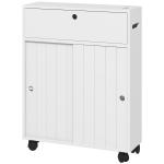 Armário Auxiliar Casa de Banho com 4 Rodas 2 Compartimentos para Papel Higiénico Armário e Prateleiras Ajustáveis 52x17x67 cm Branco