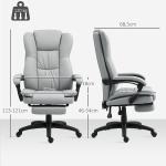 Cadeira de Escritório com Altura Ajustável 6 Pontos de Massagem e Apoio para os Pés Retrátil 68,5x68,5x113 - 121 cm Cinza