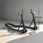 Cavalete para Mota Suporte Traseiro Universal de Aço com Suportes em U e L para Roda 10" 17" 18" Carga 200 kg Preto