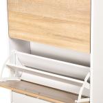 Sapateira de 2 Portas Sapateira Estreito para 12 Pares de Sapatos com Gaveta e Bancada de Vidro 60x24x105,5cm Branco
