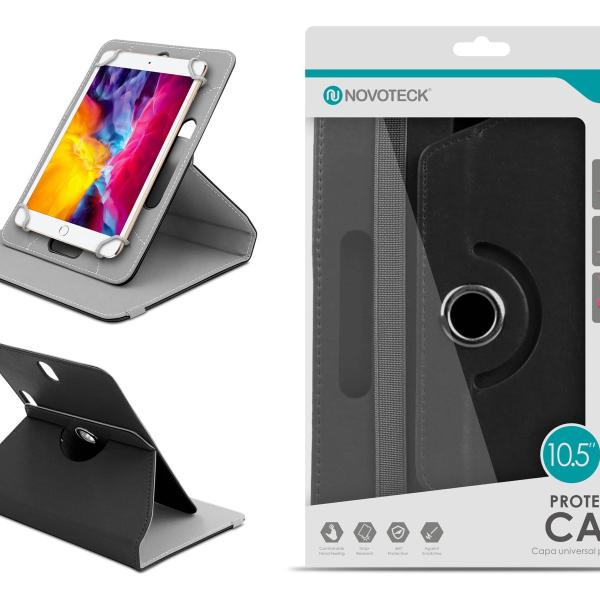Capa Protetora Universal Negro para Tablet de 10.5'' - N-006- Confortável, Resistente a Quedas e com Suporte Ajustável