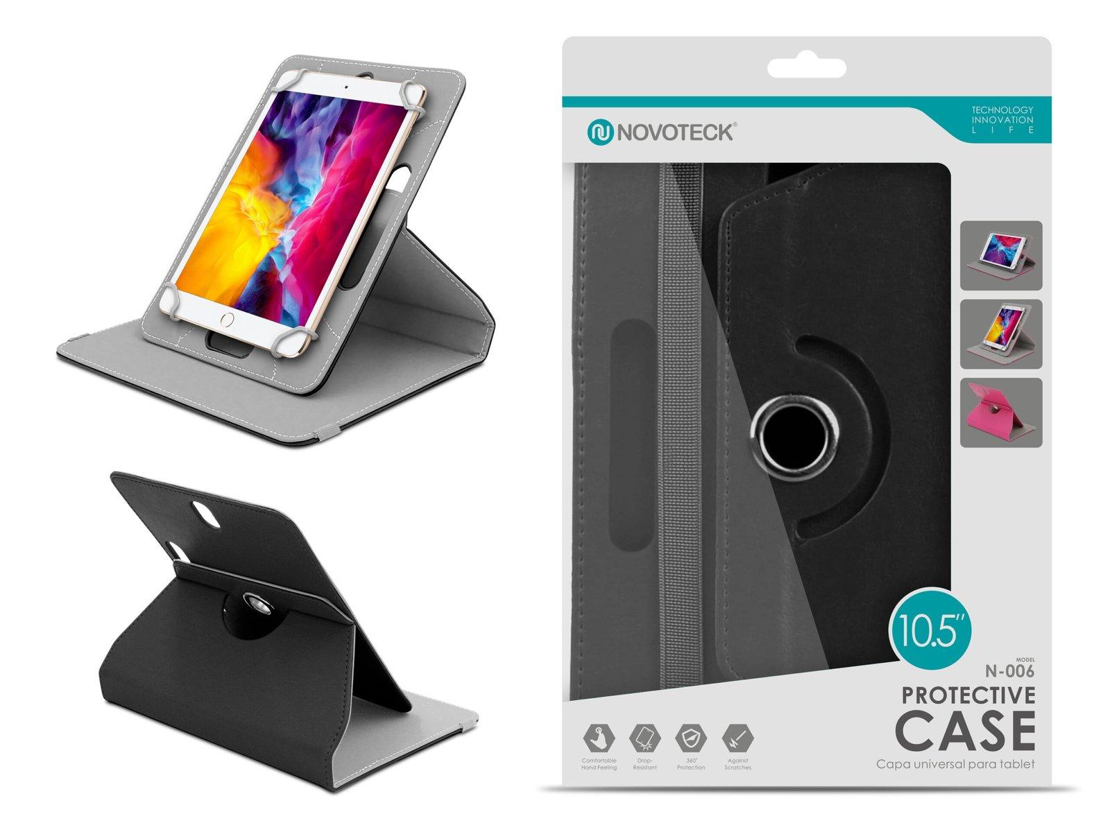 Capa Protetora Universal Negro para Tablet de 10.5'' - N-006- Confortável, Resistente a Quedas e com Suporte Ajustável