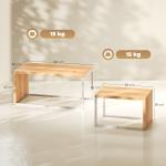 Conjunto de 2 Mesas de Centro com Pés de Metal Estilo Industrial 90x48x42 cm e 59x42x36 cm Branco e Madeira