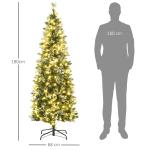 Árvore de Natal Artificial com 240 Luzes LED 618 Ramos Suporte de Aço e Formato Slim para Interior Ø68x180 cm Verde