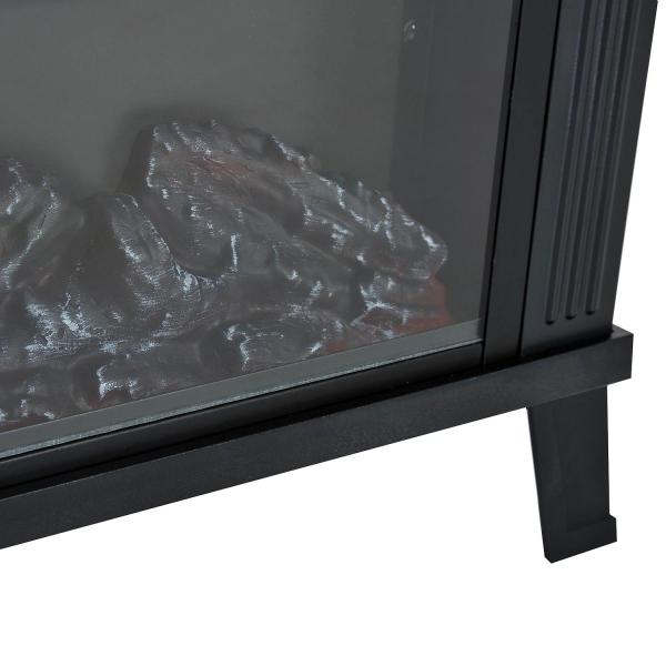 Lareira Elétrica com Efeito de Chama Realista Potência Ajustável 600W/1200W para Ambientes entre 13 - 18㎡ 34x17x31cm Preto