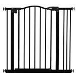 Barreira de Segurança para Cães com Largura Ajustável 74 - 80 cm e Extensões para Escadas e Portas Preto