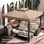 Cobertura de Substituição para Pérgola 300x300 cm com Duplo Teto e 8 Orifícios de Drenagem Cáqui