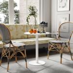 Mesa de Refeição Redonda para 2 Pessoas Mesa de Cozinha de Aço para Interior e Exterior Ø60x72 cm Branco