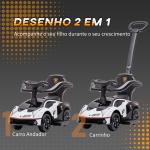 2 em 1 Carro Andador para Crianças 12 - 36 Meses Lamborghini Essenza SCV2 Carro Andador com Buzina Guiador e Grade de Segurança Removível 86,5x40x89,5cm Branco e Preto