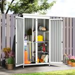 Abrigo de Jardim 94x43x166 cm Armário para Ferramentas com 2 Prateleiras Ajustáveis e 2 Portas Preto