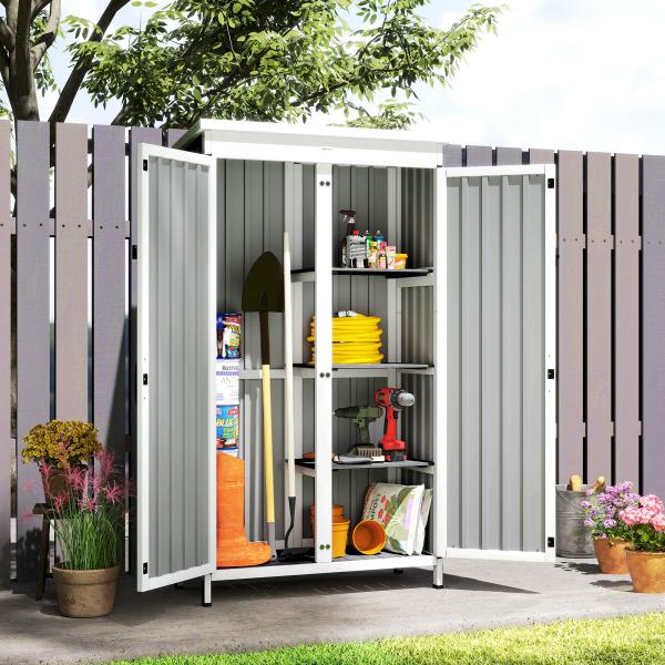 Abrigo de Jardim 94x43x166 cm Armário para Ferramentas com 2 Prateleiras Ajustáveis e 2 Portas Preto