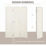 Separador de Ambientes de 3 Painéis Biombo Dobrável 135x180 cm Polipropileno Branco