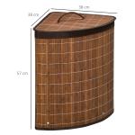 Cesto de Roupa de Bambu Capacidade de 55L Cesto para Roupa Suja com Tampa e Bolsa Amovível 38x38x57cm Marrom