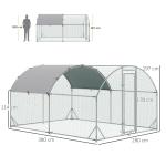Galinheiro para Exterior para 6 - 12 Galinhas de Aço Galvanizado com Teto de Tecido Oxford 2,8x3,8x1,97m Prata